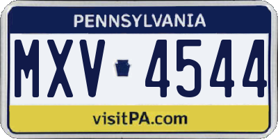 PA license plate MXV4544