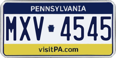 PA license plate MXV4545