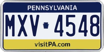 PA license plate MXV4548