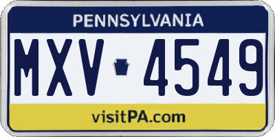 PA license plate MXV4549