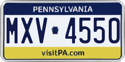 PA license plate MXV4550