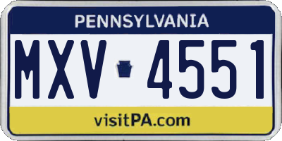 PA license plate MXV4551