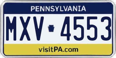 PA license plate MXV4553