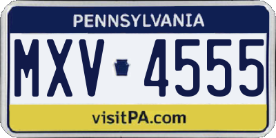 PA license plate MXV4555