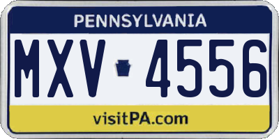 PA license plate MXV4556