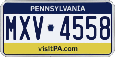 PA license plate MXV4558