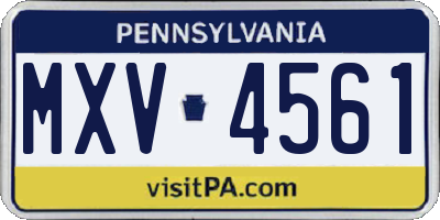 PA license plate MXV4561