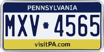 PA license plate MXV4565