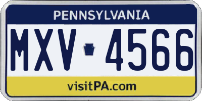 PA license plate MXV4566
