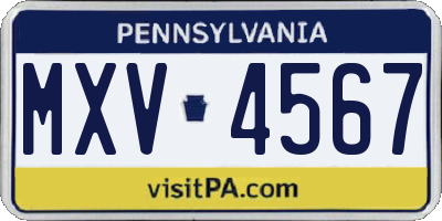 PA license plate MXV4567
