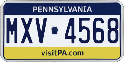 PA license plate MXV4568