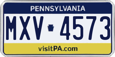 PA license plate MXV4573