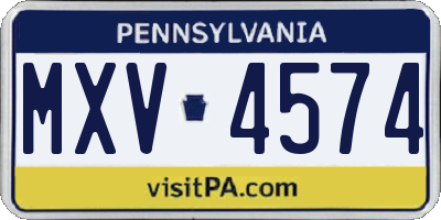 PA license plate MXV4574