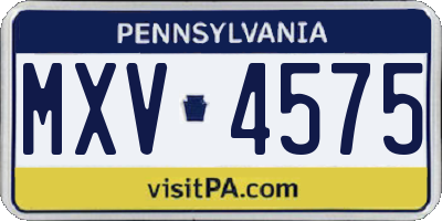 PA license plate MXV4575