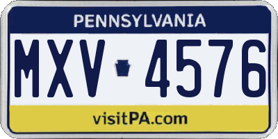 PA license plate MXV4576
