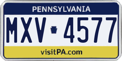PA license plate MXV4577