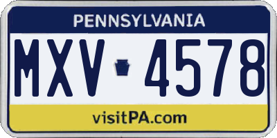 PA license plate MXV4578