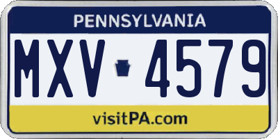 PA license plate MXV4579