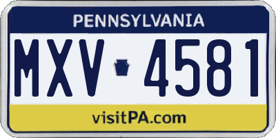 PA license plate MXV4581