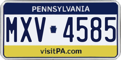 PA license plate MXV4585