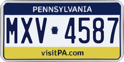 PA license plate MXV4587