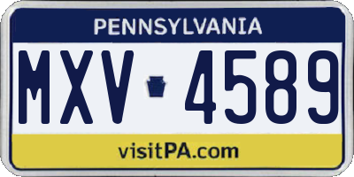 PA license plate MXV4589