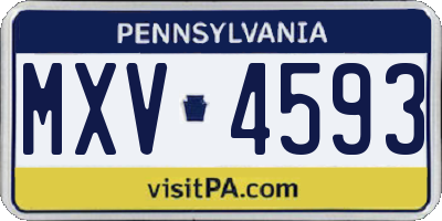 PA license plate MXV4593