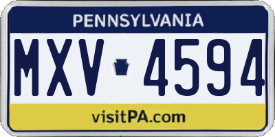 PA license plate MXV4594