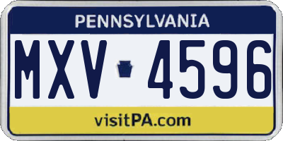 PA license plate MXV4596