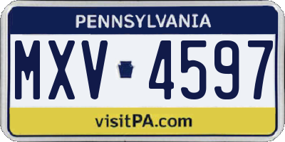 PA license plate MXV4597