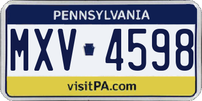 PA license plate MXV4598