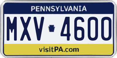 PA license plate MXV4600