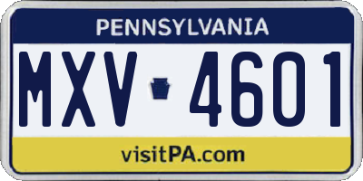 PA license plate MXV4601