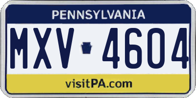 PA license plate MXV4604