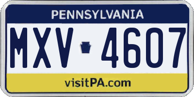 PA license plate MXV4607