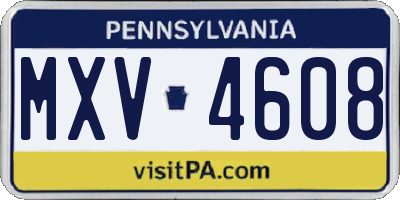 PA license plate MXV4608