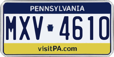 PA license plate MXV4610