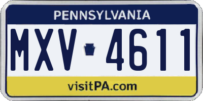 PA license plate MXV4611