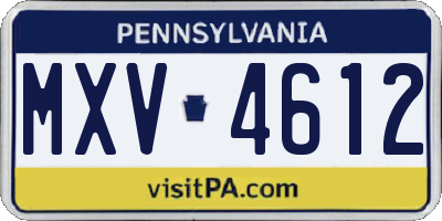 PA license plate MXV4612