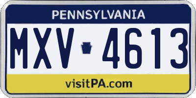 PA license plate MXV4613