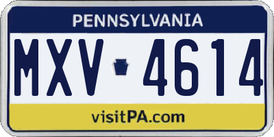 PA license plate MXV4614