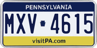 PA license plate MXV4615