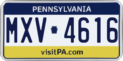 PA license plate MXV4616