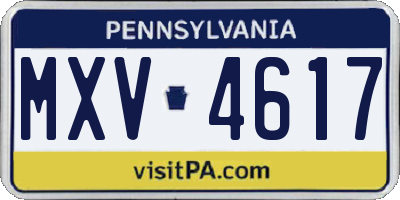 PA license plate MXV4617