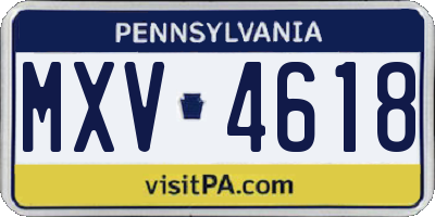 PA license plate MXV4618