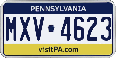 PA license plate MXV4623