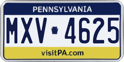 PA license plate MXV4625