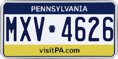 PA license plate MXV4626