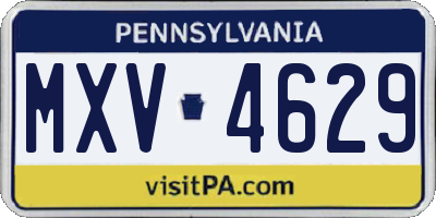 PA license plate MXV4629