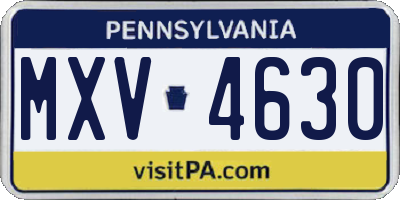PA license plate MXV4630